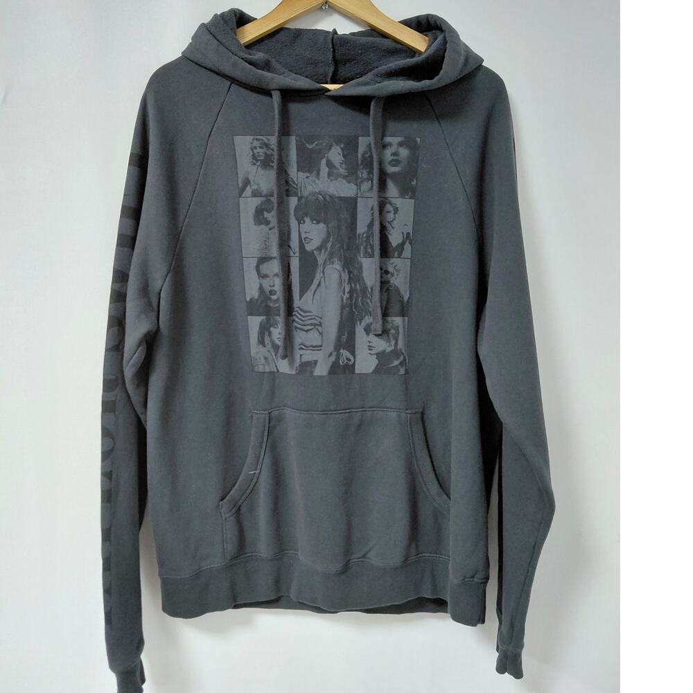 TAYLOR SWIFT THE ERAS TOUR Hoodie Gray Graphic Print Knit Women Size S